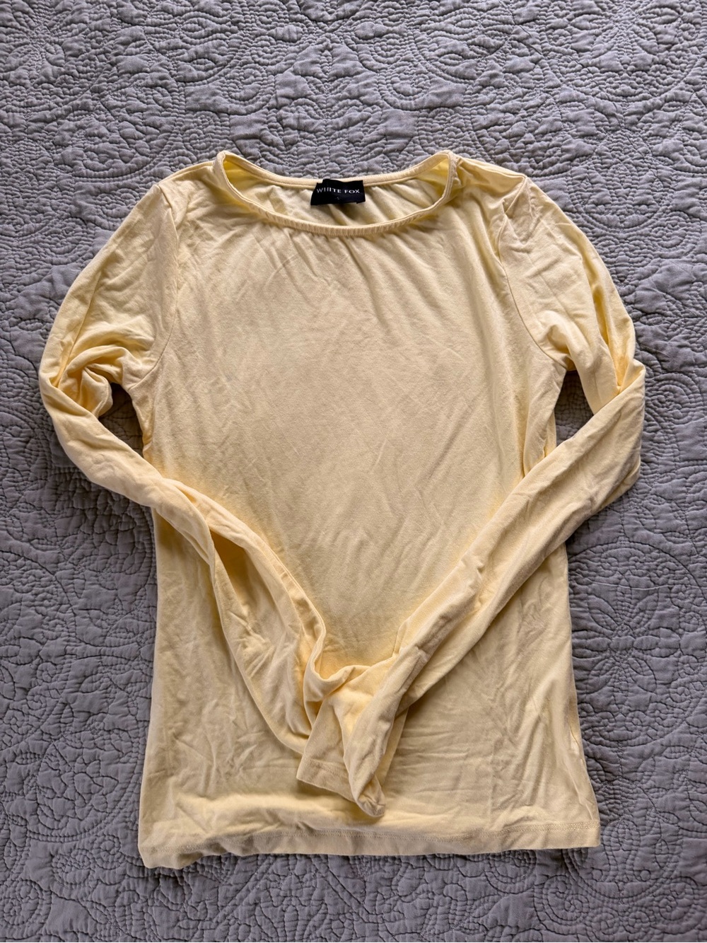 White Fox Boutique Pale Yellow Long Sleeve Tee